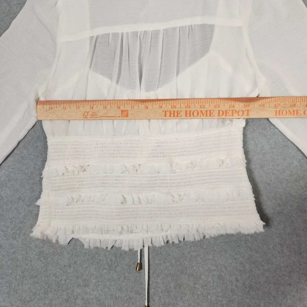 Free People Lolita Top Medium White Balloon Sleeve Cottagecore Boho Fairy